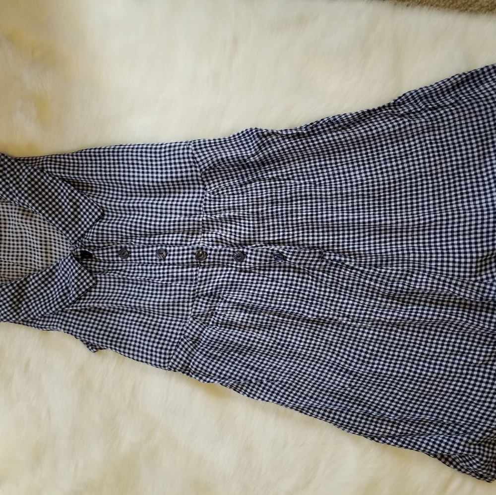 Maternity summer gingham blue and white romper M